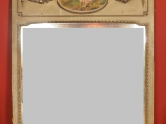 Vente aux enchères Trumeau Napoléon III de style Louis XVI en bois laqué gris mouluré et 