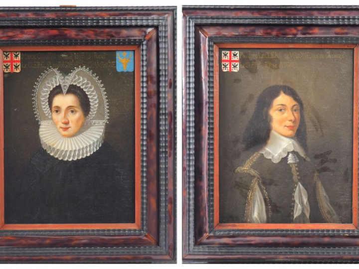 Ecole française XVIIème "Paire de portraits, Pillippe Le Clerc de Vign