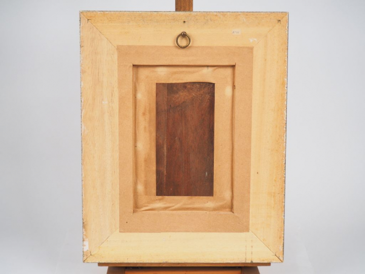 Ecole française vers 1900 "Elégantes à l'ombrelle" Huile sur panneau d