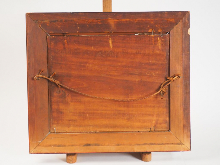 Ecole française Xxème "Intérieur" Huile sur panneau Dim. 32,5 x 41 cm