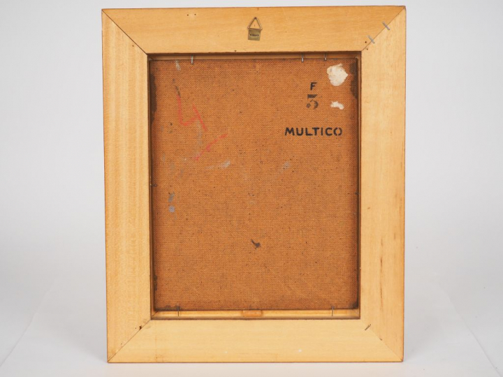 Ecole française XXème "Paris, la rue animée". Huile sur panneau  Dim. 