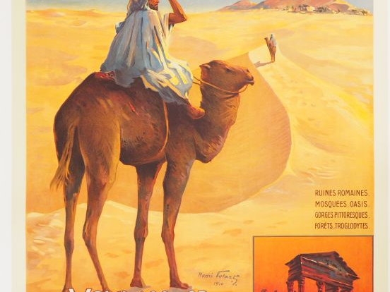 Affiche entoilée du Touring club de France "Voyage en Tunisie et Algér