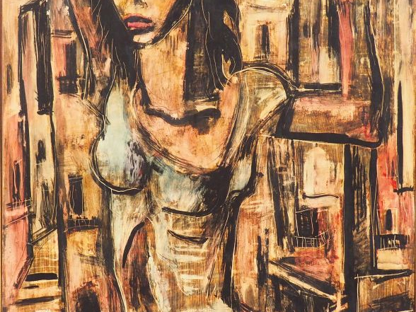 ARTEMOFF "La fille de Cadaquès". Huile sur panneau, signée en haut à g