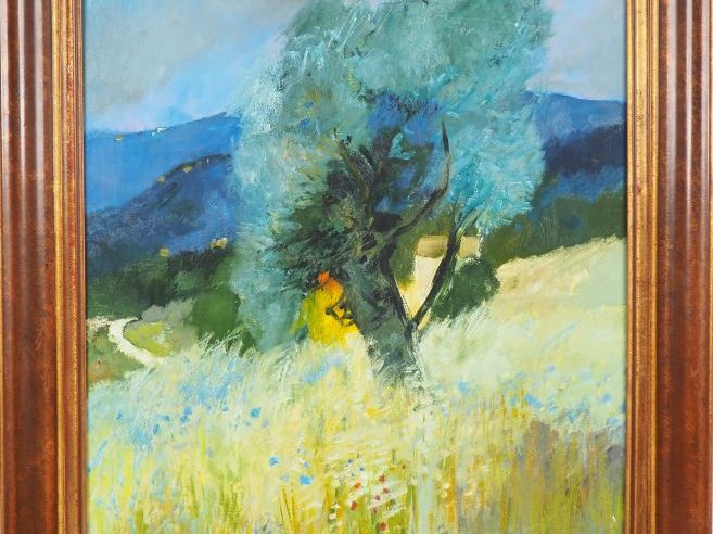 BARDONE. "Ciel d'orage à l'olivier, Bandol". Huile sur toile signée en