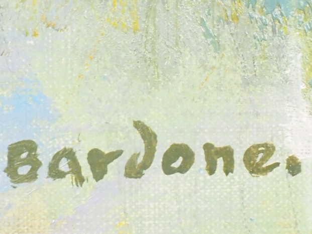 BARDONE. "Ciel d'orage à l'olivier, Bandol". Huile sur toile signée en