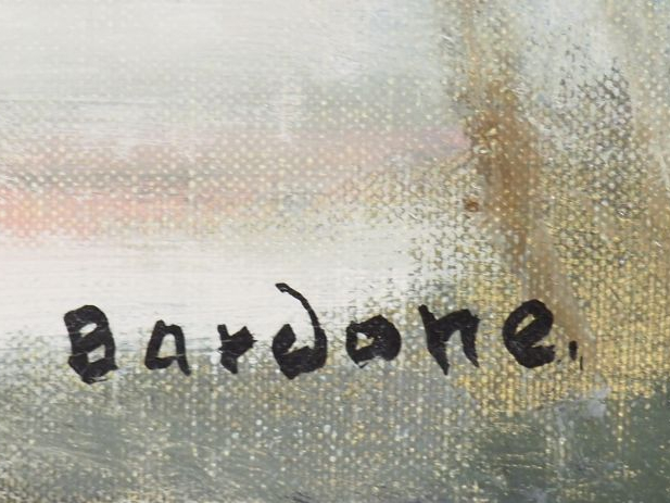 BARDONE "Orage sur le lac de l'Abbaye-Jura". Huile sur toile signée en