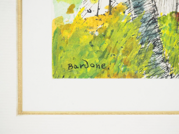 BARDONE "Femme dans la clairière à Ceylan" Aquarelle signée en bas à g