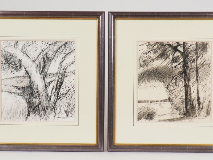BARDONE "Paysages" Deux encres sur papier signées en bas à droite Dim.