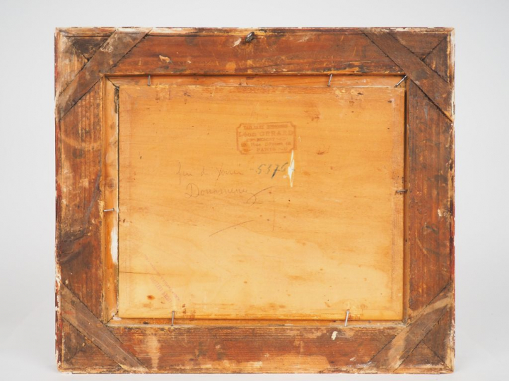 Henri Alphonse BARNOIN. "Retour de pêche".  Huile sur panneau, signée 