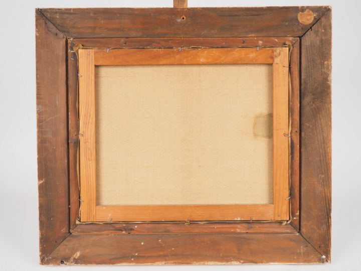 COSSON "Les coulisses du cirque". Huile sur toile, signée en bas à dro