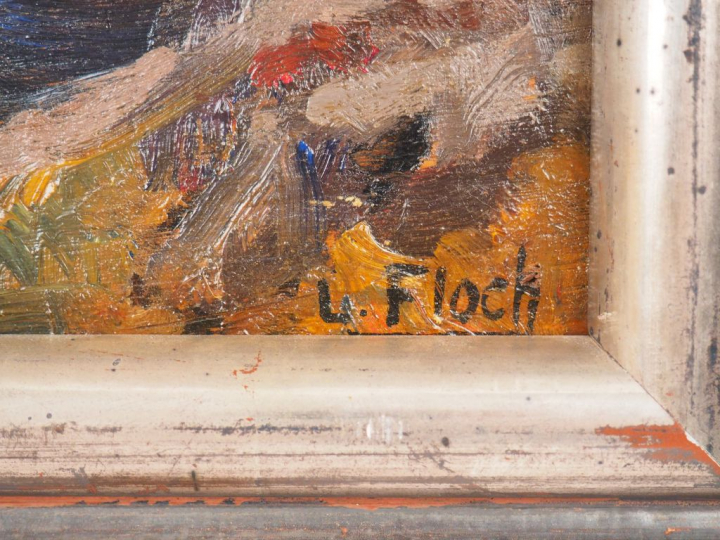 FLOCH "Cote rocheuse en bretagne". Huile sur panneau, signée en bas à 