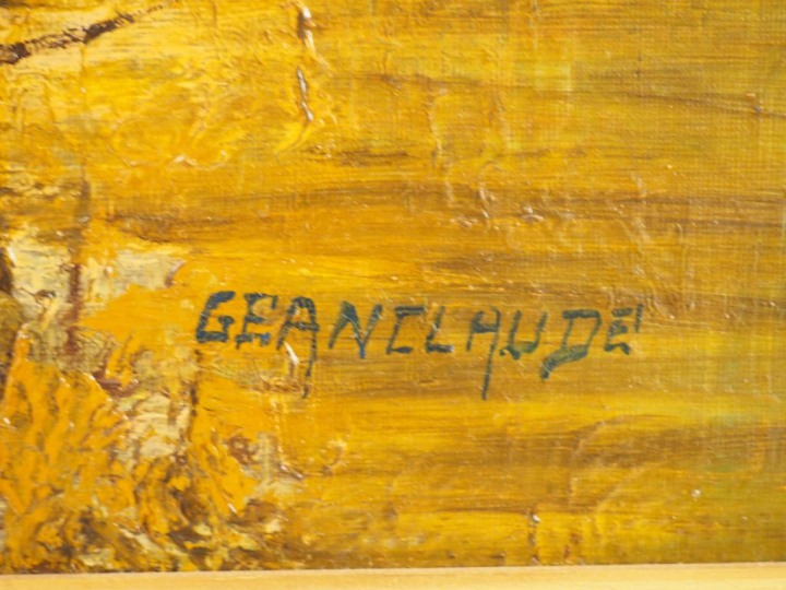 GEANCLAUDE "Paysage lacustre" Huile sur toile, signée en bas à droite 