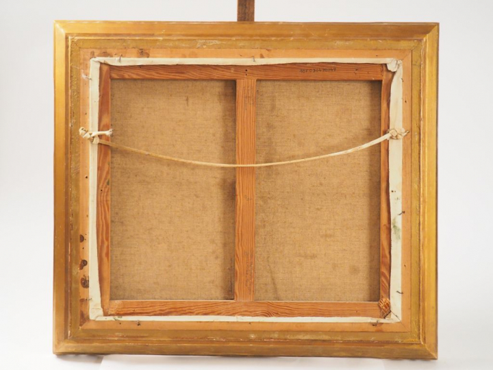 GEANCLAUDE "Paysage lacustre" Huile sur toile, signée en bas à droite 