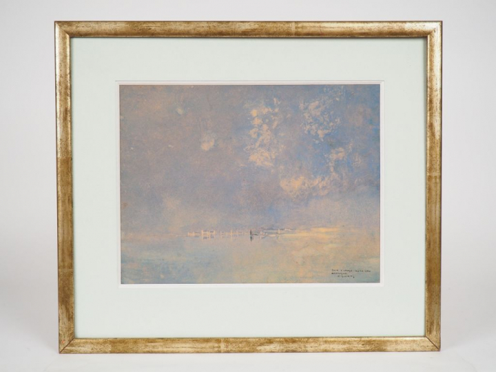 E. GUERIN "Soir d'orage, Morbihan, Bretagne" Aquarelle, signée en bas 