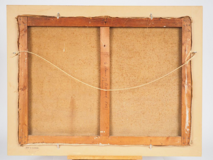 PESKE "La plaine de Bormes en hiver". Huile sur toile, signée en bas à