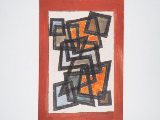 Vente aux enchères SIGNOVERT Jean "Composition" Technique mixte sur papier, signée en bas