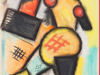 Vente aux enchères VARVARA STEPANOVA (?) "Personnage" Aquarelle gouachée, monogrammée en 