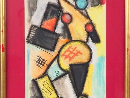 VARVARA STEPANOVA (?) "Personnage" Aquarelle gouachée, monogrammée en 