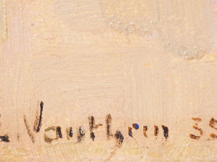 VAUTHRIN "Le port de Concarneau". Huile sur panneau, signée en bas à g