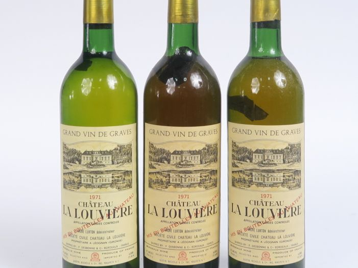 3 BOUTEILLES CHÂTEAU LA LOUVIERE BLANC GRAVES - 1971 - BG 