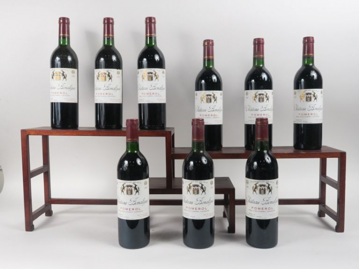 9 BOUTEILLES CHÂTEAU BONALGUE POMEROL - 1985 - CBO - 7 BG/1 LB/1 LB-HE
