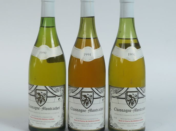 3 BOUTEILLES CHASSAGNE MONTRACHET BLONDEAU DANNE - 1991 - 1 à 2 CM/1 à