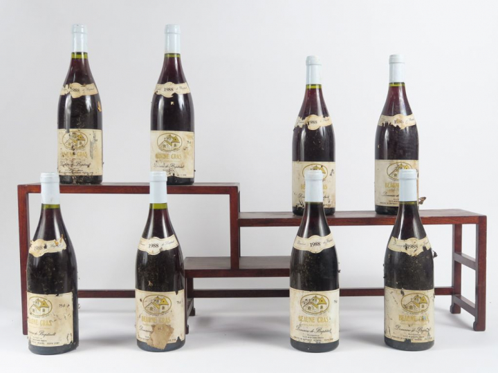 8 BOUTEILLES BEAUNE CRAS DOMAINE DE BAPTAULT - 1988 - EA