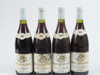 Vente aux enchères 4 BOUTEILLES BEAUNE 'CLOS DES AVAUX' DOMAINE DE BAPTAULT - 1989 - 1 ET