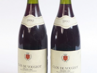 Vente aux enchères 2 BOUTEILLES CLOS VOUGEOT GC MONTREYNAUD - 1990 - 2 CM 