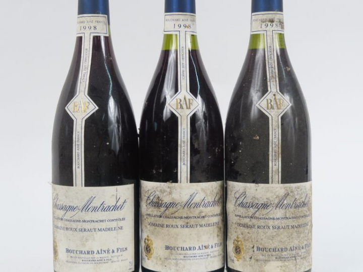 3 BOUTEILLES CHASSAGNE MONTRACHET BOUCHARD AÎNÉ   FILS - 1998 - BS