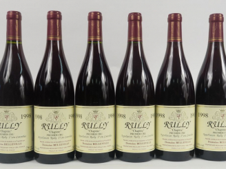 Vente aux enchères 6 BOUTEILLES RULLY 1er CRU 'CHAPITRE' DOMAINE BELLEVILLE - 1998