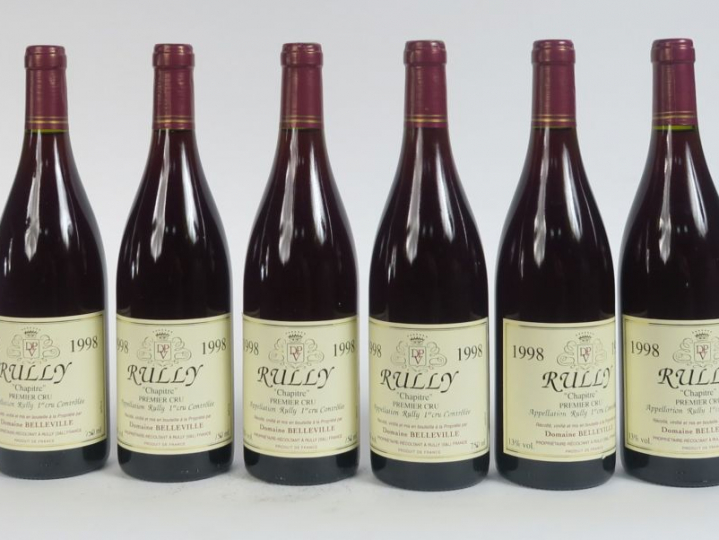 6 BOUTEILLES RULLY 1er CRU 'CHAPITRE' DOMAINE BELLEVILLE - 1998 - 0,5 