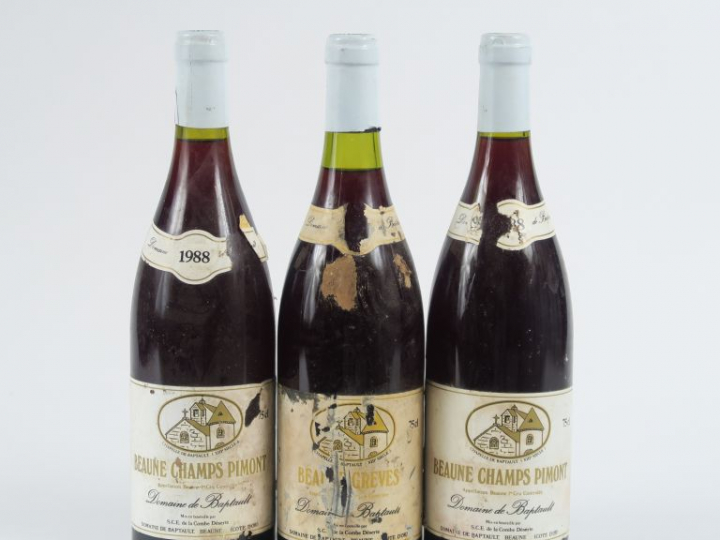 3 BOUTEILLES BEAUNE DOMAINE DE BAPTAULT : 2 BEAUNE CHAMPS PIMONT 1988 
