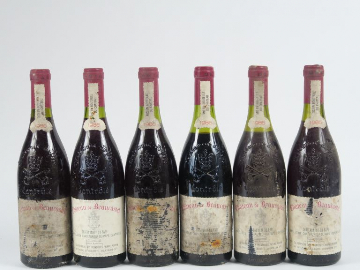 6 BOUTEILLES CHÂTEAU DE BEAUCASTEL CHÂTEAUNEUF DU PAPE - 1986 - 2 à 1,