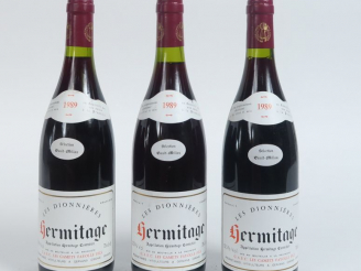 Vente aux enchères 3 BOUTEILLES HERMITAGE 'LES DIONNIERES' FAYOLLE - 1989 - 1 à 0,5 CM/1 