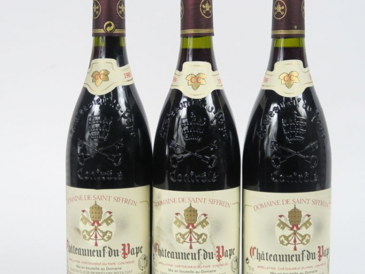 3 BOUTEILLES CHÂTEAUNEUF DU PAPE DOMAINE DE SAINT SIFFREIN - 1989