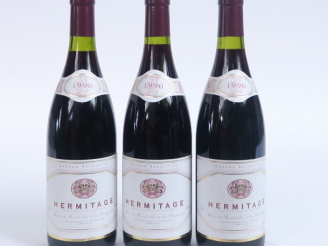 Vente aux enchères 3 BOUTEILLES HERMITAGE - 1990 - 3 à 2 CM