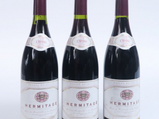 Vente aux enchères 3 BOUTEILLES HERMITAGE - 1990 - 2 à 1,5 CM/1 à 2 CM