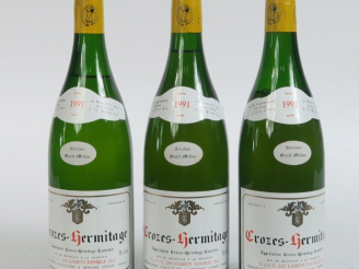 Vente aux enchères 3 BOUTEILLES CROZES HERMITAGE BLANC FAYOLLE - 1991 - 1 à 3 CM/1 à 3,5 