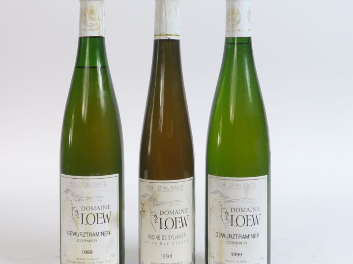 3 BOUTEILLES DOMAINE LOEW : 2 GEWURZTRAMINER CORMIER 1999 - 1 RACINE D
