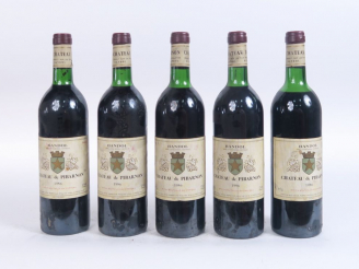 Vente aux enchères 5 BOUTEILLES CHÂTEAU PIBARNON BANDOL - 1986 - 4 LB/1 HEP-MEP 