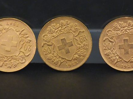 13 pièces de 20 francs suisse or Frais de vente : 5 % TTC