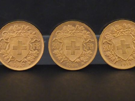 10 pièces de 20 francs suisse or Frais de vente : 5 % TTC