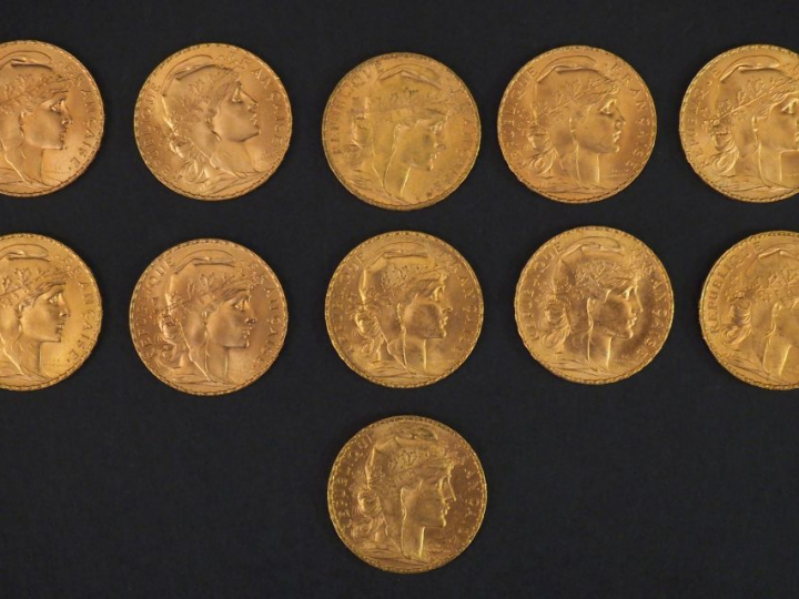 11 pièces de 20 francs or Frais de vente : 5 % TTC