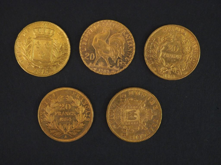 9 pièces de 20 francs or Frais de vente : 5 % TTC