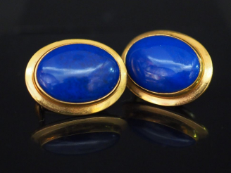 Vente aux enchères Paire de perce oreilles or et lapis lazzuli ? Poids tel : 13,40 g