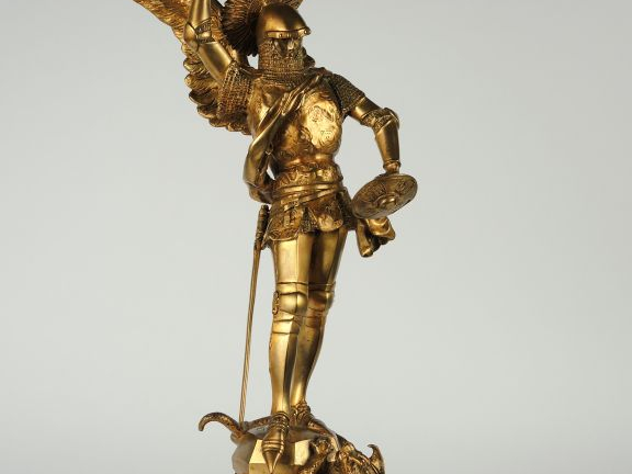 E. FREMIET. "Saint Michel terrassant le dragon". Sculpture en bronze d