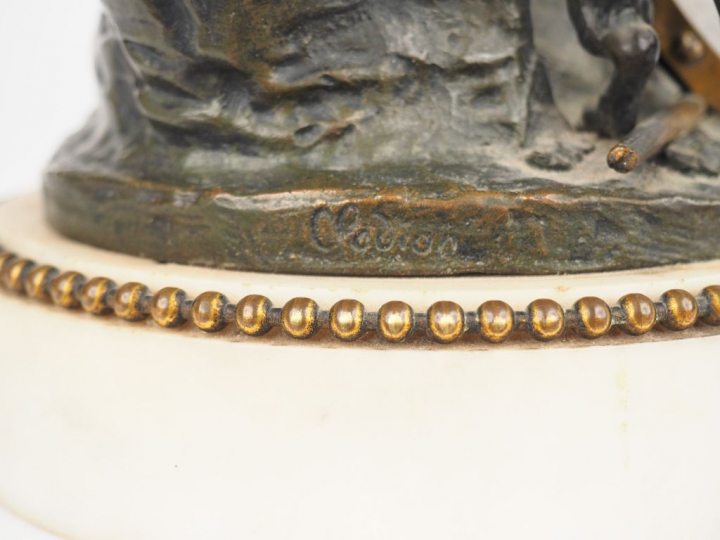 CLODION (d'après). "Faunes". Groupe en bronze à double patine, sur son