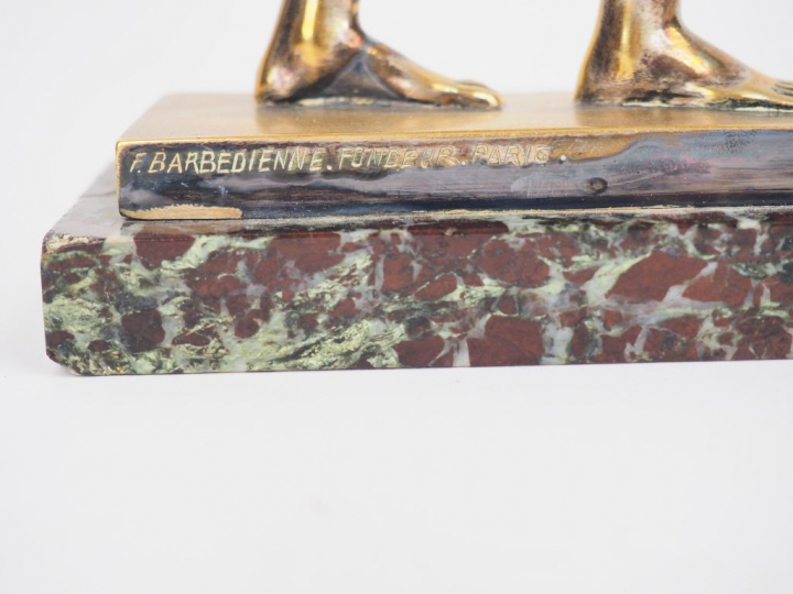 Raphael SCHWARTZ. "Danseuse à l'égyptienne". Sculpture en bronze argen