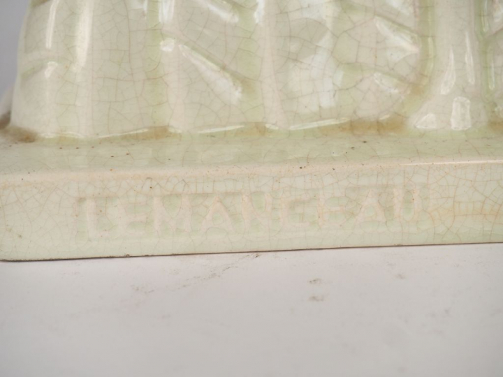 LEMANCEAU. "Biches". Sculpture en faïence craquelée de St Clément. Sig